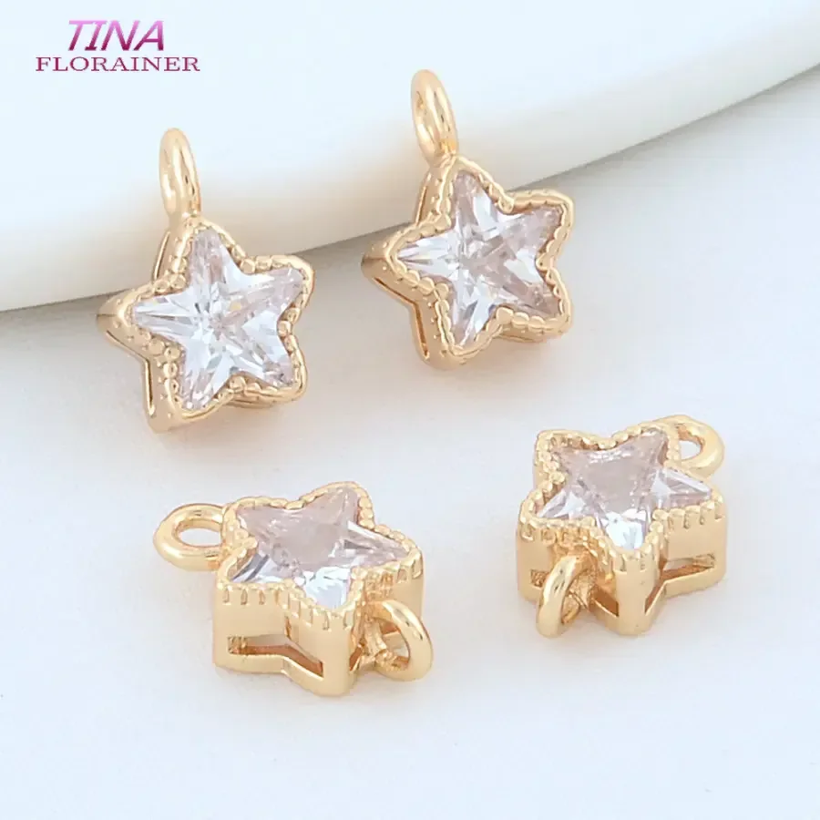 7.5*10,5mm 7.5*11,5mm 14 Karat Gold Farbe Messing Stern Charms Anhänger Halskette Ohrringe Schmuck Herstellung liefert Zubehör