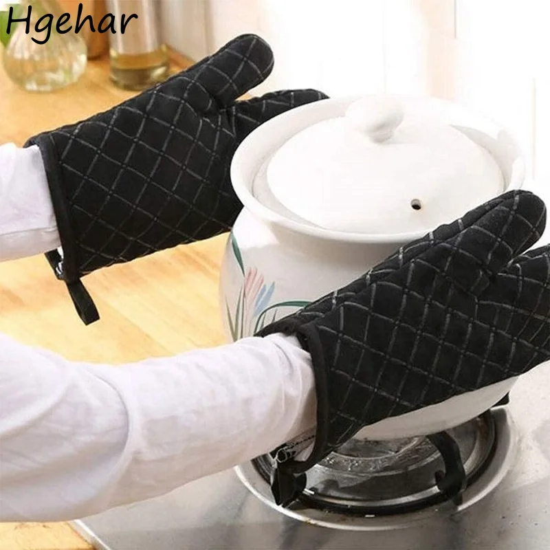 

2pcs Thick Oven Mitts Kitchen Microwave Heat Resistant Anti-slip Baking Gloves Household Portable High Temperature Anti Scalding