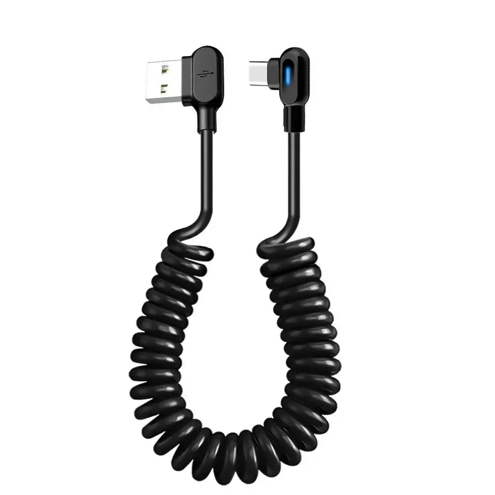 PVC 6A Spring Data Cable Elbow Spring Charger Wire Cord Fast Charging Telescoping for Samsung Huawei Xiaomi