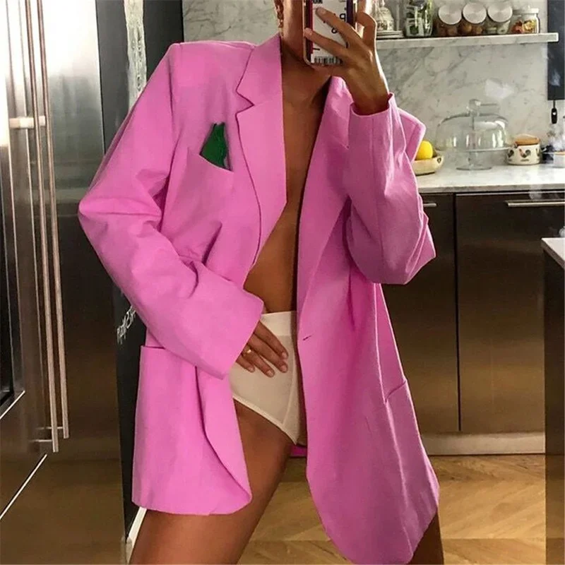 2024 Temperament Simple Casual Pure Cotton Loose Women Suit Jacket Elegant Chic Single-breasted Outwear Fashion Thin Blazer Coat