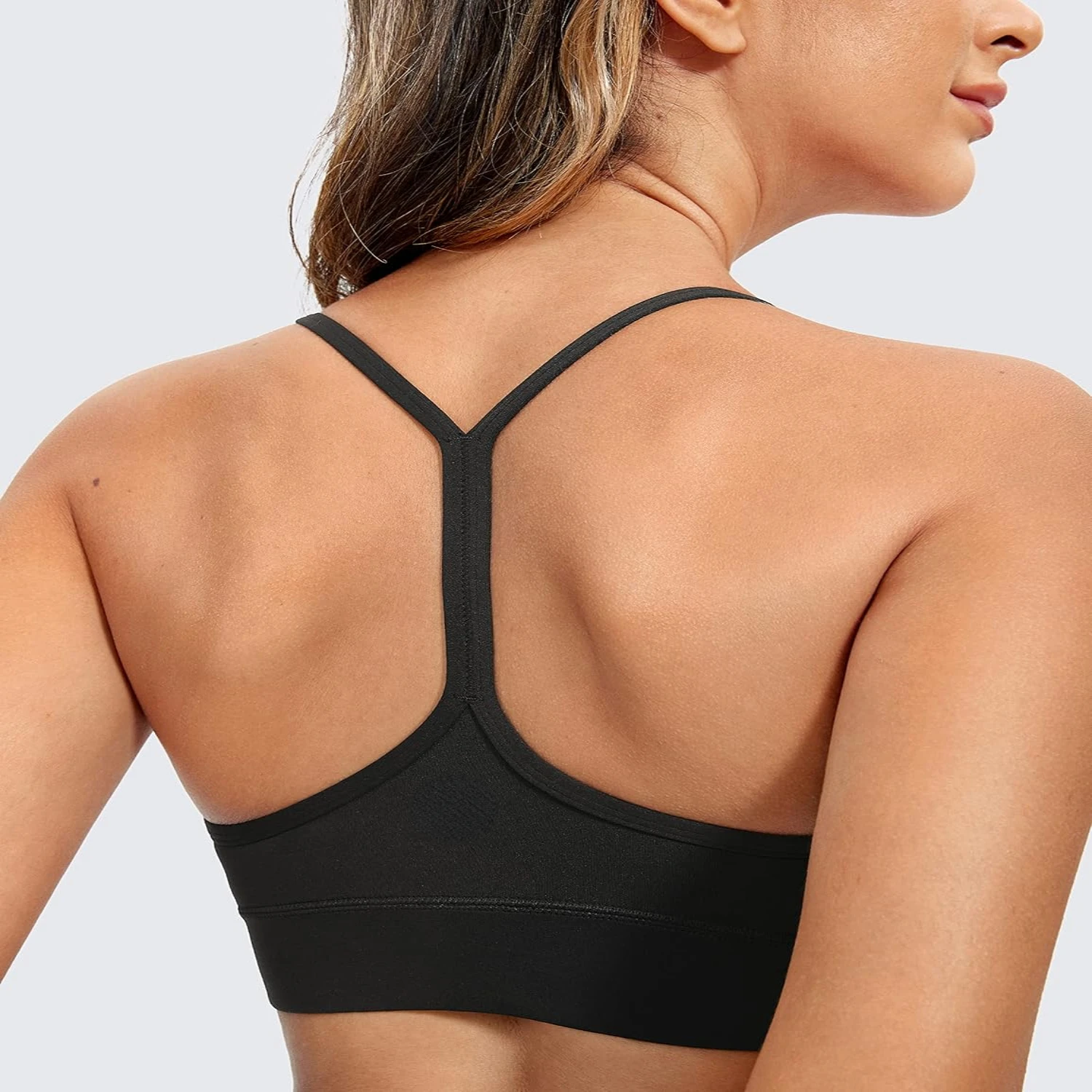 Chic Butterluxe Wireless CRZ YOGA Padded Y-Back Racerback Sports Bra-Sleek and Stylish Athletic for Women with Spaghe