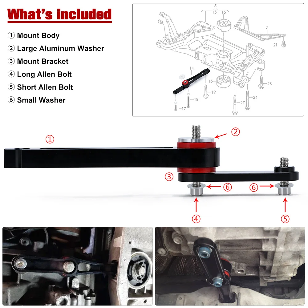 Lower Engine Mount Dog Bone Mount Insert Kit Street For VW Golf Rabbit Jetta EOS Beetle Audi A3 S3 RS3 TT Skoda Superb