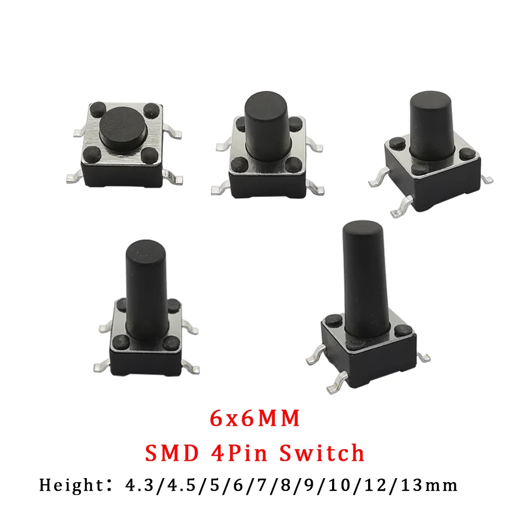 50Pcs-6x6mm-PCB-Panel-Momentary-Tactile-Switch-Micro-Tact-Push-Button ...