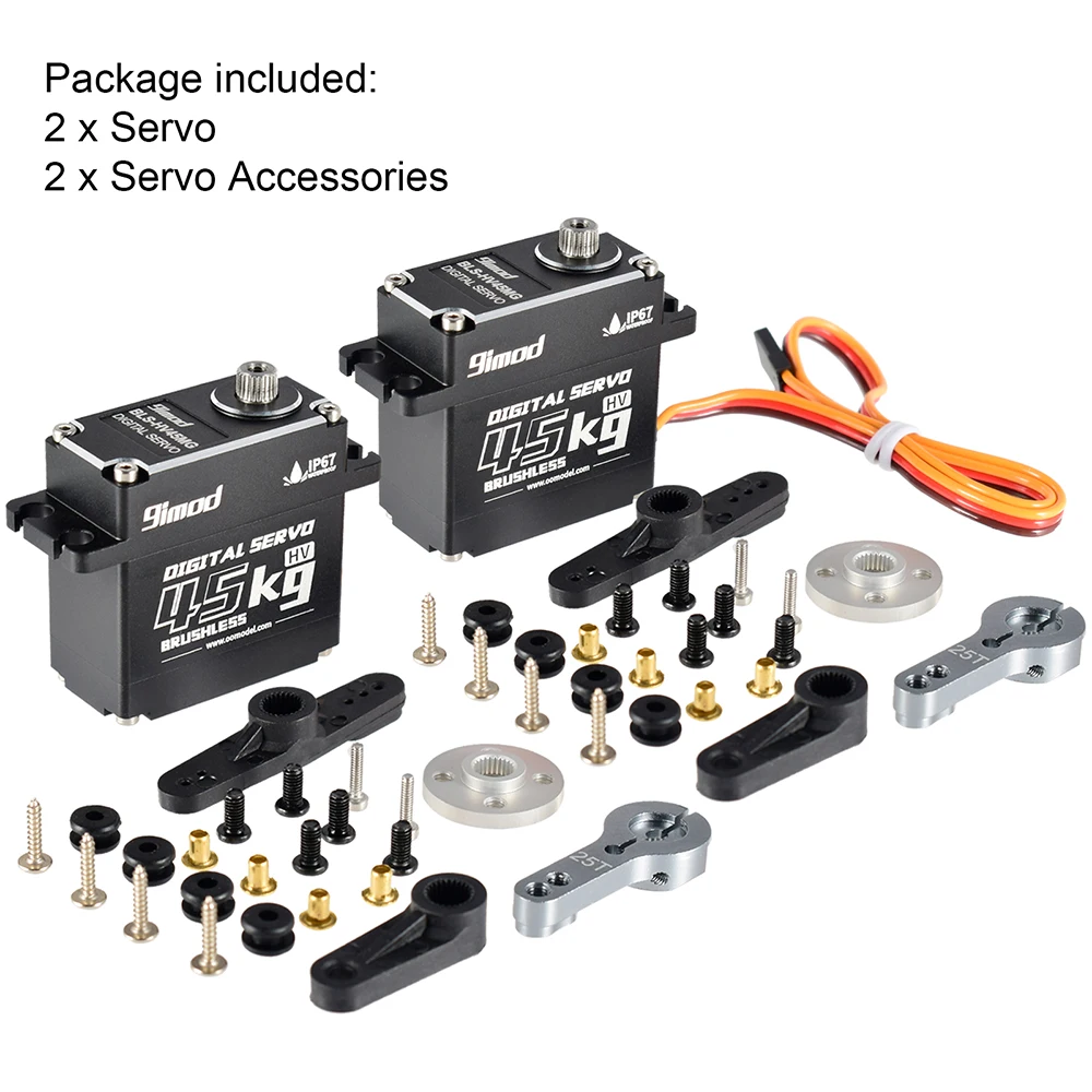 Vue éclatée du servo numérique haute tension 25-50kg pour RC, montrant les composants internes.