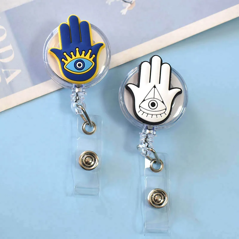 Evil Eyes Retractable Badge Holder for Nurses Porta Credencial Name Tag Id Card Holder Lanyards Badge Reel Clip