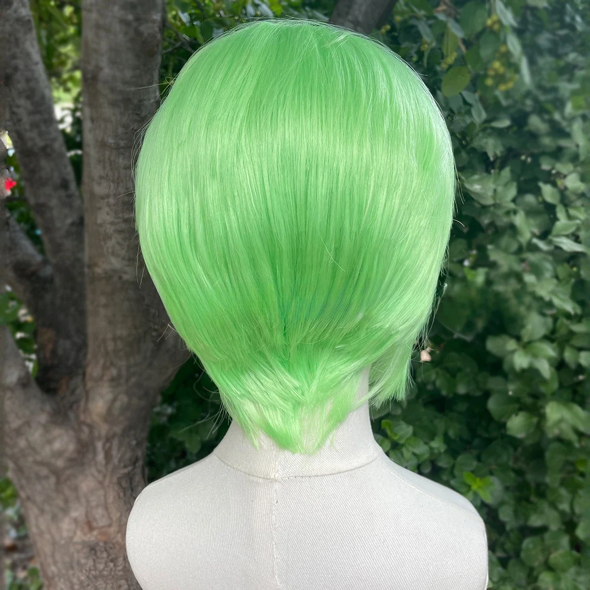 6inch Short Straight 13x4 Synthetic Lace Wigs High Density Glueless Wig For Men's Halloween Costume Light Green Wig