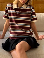 Hirsionsan Polo Neck T Shirt Women Soft Chic Tees 95% Cotton Jumper Clothes Loose Casual Pullover 2025 Summer New Crop Tops - Image 4