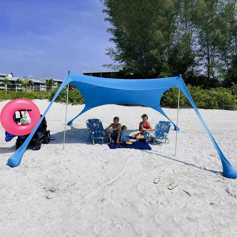 Awning Canopy Sun Shade Family Beach Awning Windproof UPF50+ Anti-UV Summer With Carrying Bag