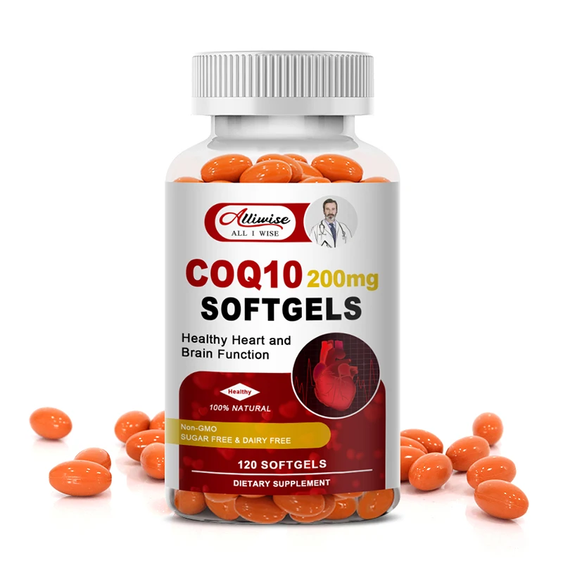 Alliwise Coenzyme Q10 Capsules Promotes Cardiovascular Health Cognitive Function Immune System Stress Health and Body Energy