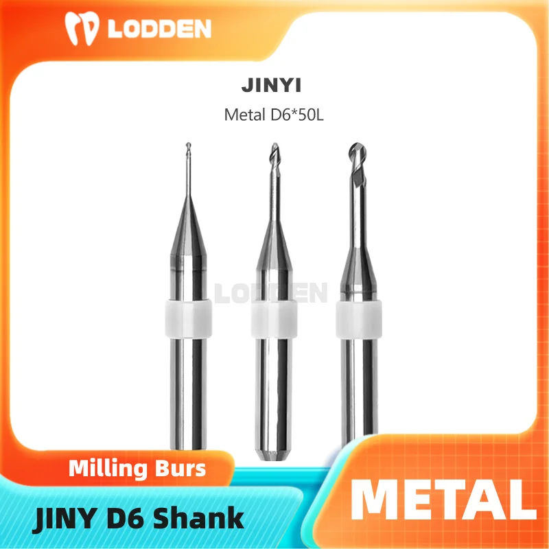 

JINY Dental Milling Burs for Grinding Metal 6.0mm Shank Drill Diameter 1.0/2.0/3.0mm Total 50mm Dental Lab Grinding Tools
