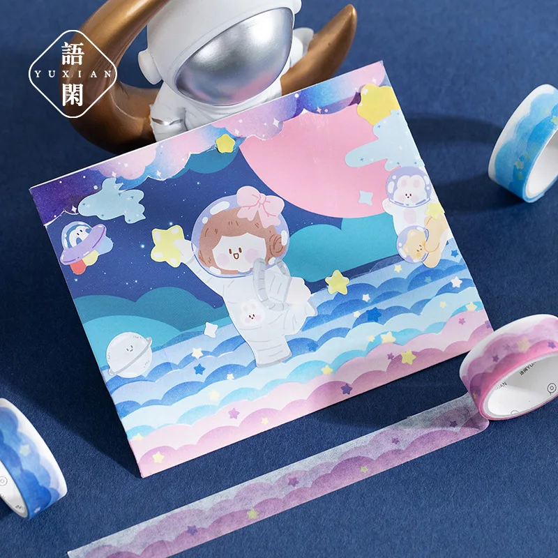 6 rotoli natura scenario Washi Set di nastri Blue Sea Cloud Brick nastri decorativi per arti artigianato fai da te riviste pianificatori Scrapbooking