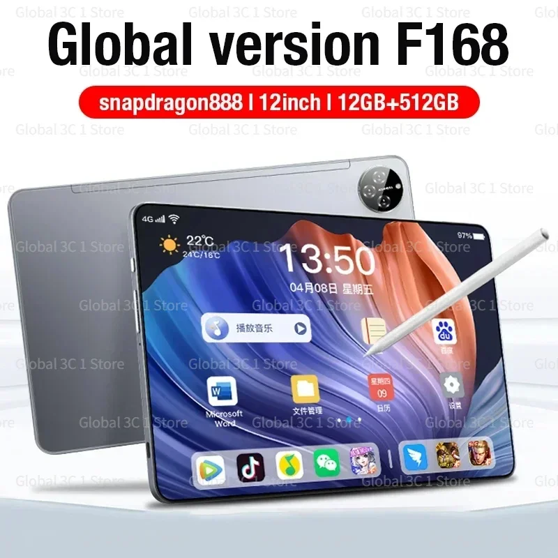 

Original F168 5G Pad Pro 4G New Tablet PC 12 Inch pad pro 4g Call Phone Android 12.0 HD tablet computer global version phones