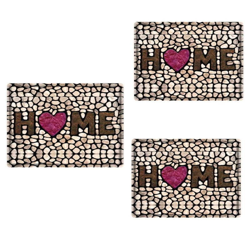 

3D Cobblestone Home Entrance Door Mat Bathroom Living Room Balcony Carpet Non-Slip Kitchen Hallway Area Rug