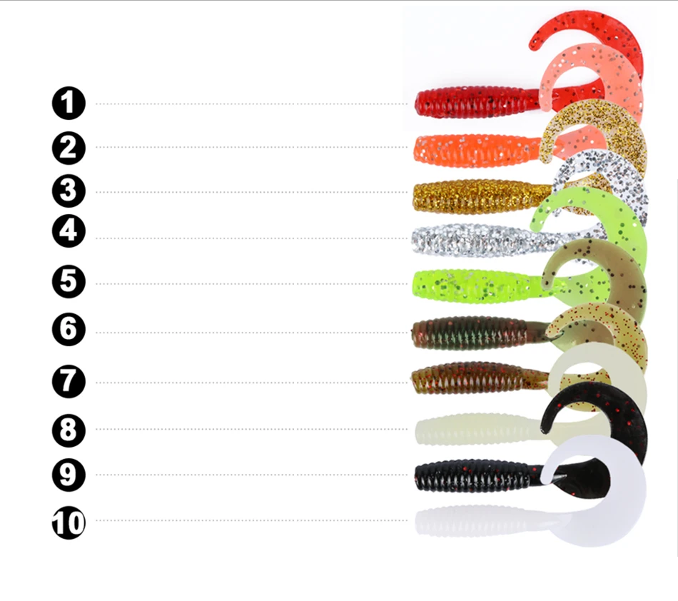 Goture 10pcs/set Soft Fishing Lure 6cm 2g Wobblers Silicone Artificial Bait Grub Worm Lures for Bass Trout Carp Fishing Lures