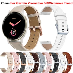 20mm Strap For Garmin Vivoactive 5 Leather Band for Garmin Vivomove Trend/Venu 2 Plus/SQ/Forerunner 245 645 Watchband