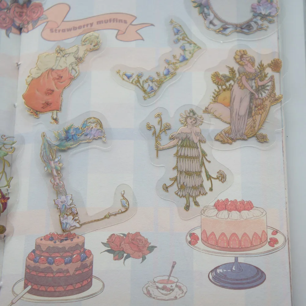 

28pcs Gold Soft Color Goddess and Her Garden Style PVC Sticker Scrapbooking DIY Gift Packing Label Decoration Tag