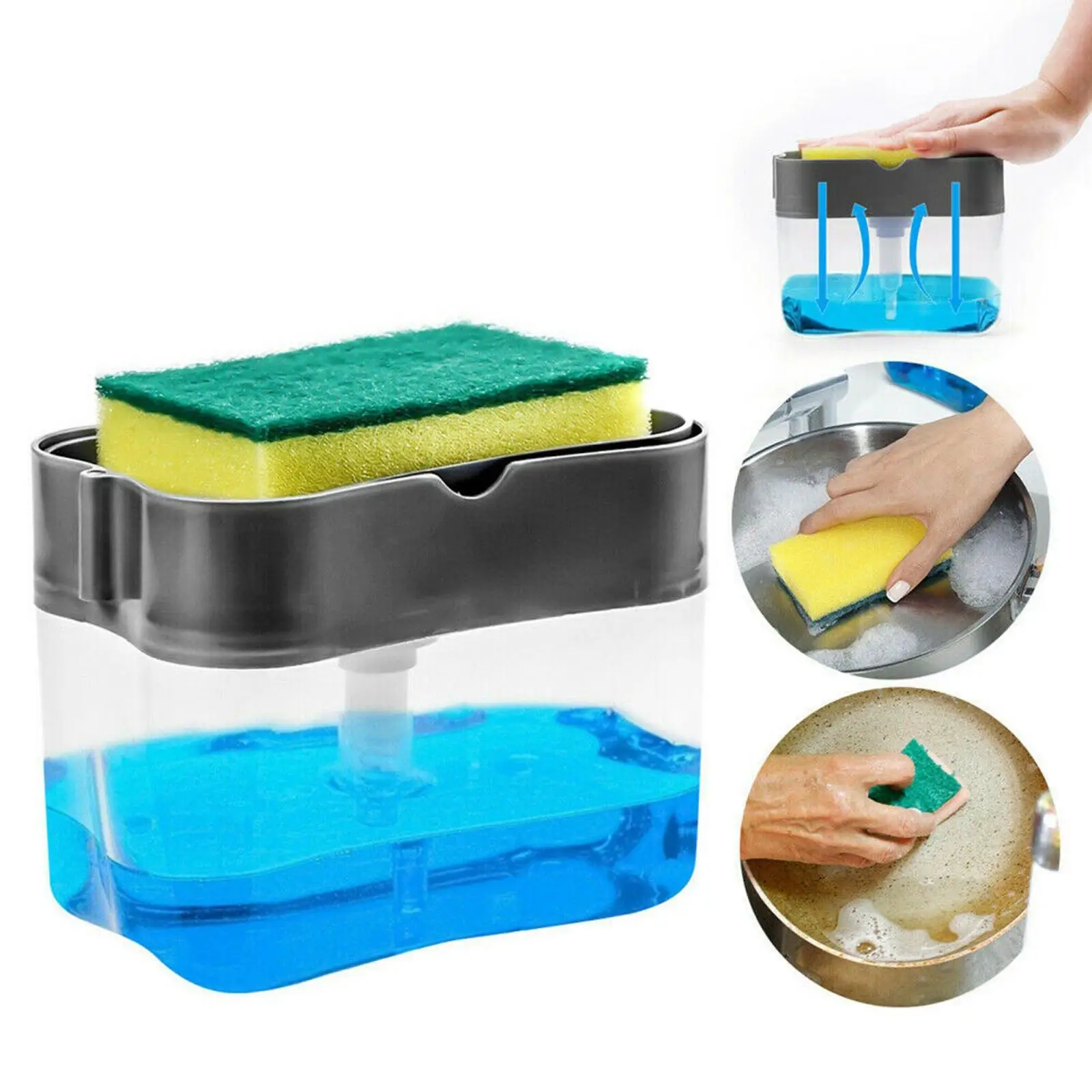 Kitchen Brush Cleaning Se men Box Automatic Liquid Adder Press Automatic Liquid Outlet Box Scouring Pad Dishwashing Brush Soap