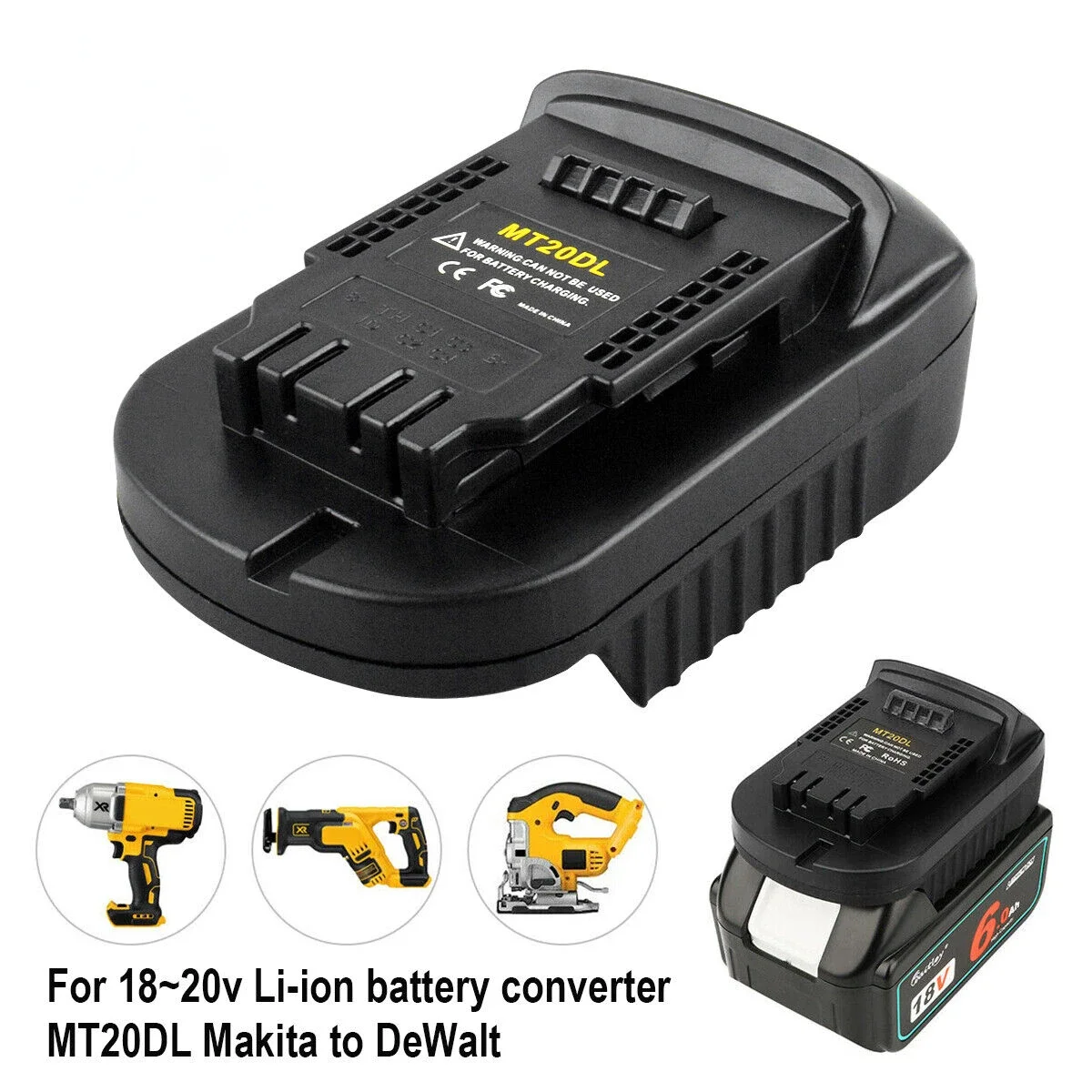 MT20DL Battery Adapter Convert for Makita 18V Li-ion Battery to for DeWalt 18V/20V Lithium-Ion Tool Battery Adapte