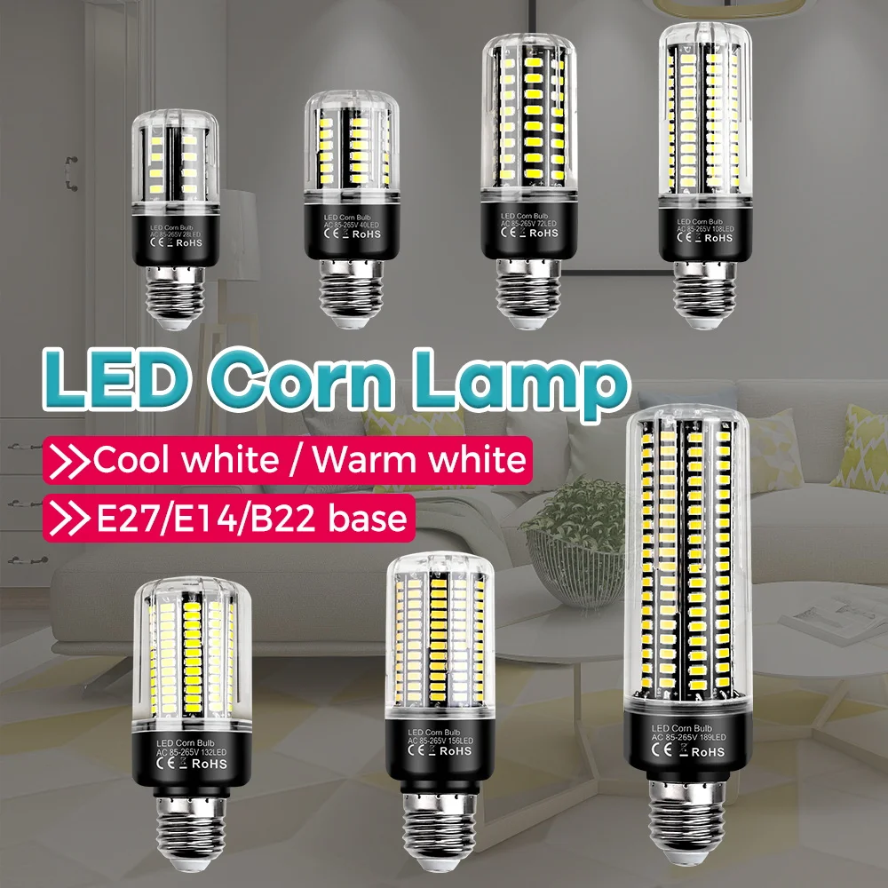 옥수수 전구 220V 일광 189Led E27/E26 통 매입형 램프 E14 촛불 램프 20W 샹들리에 직선 전구 관형 110V