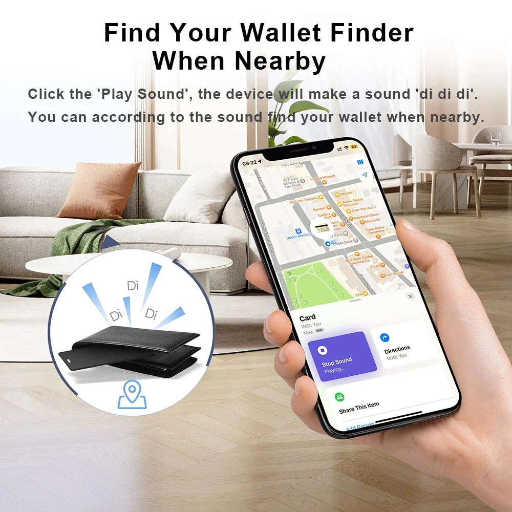 Wallet Anti-loss Card Location Tracking Smart Tag Works with iPhone Find My App Bluetooth Device Ultra-thin Card Wireless Charge