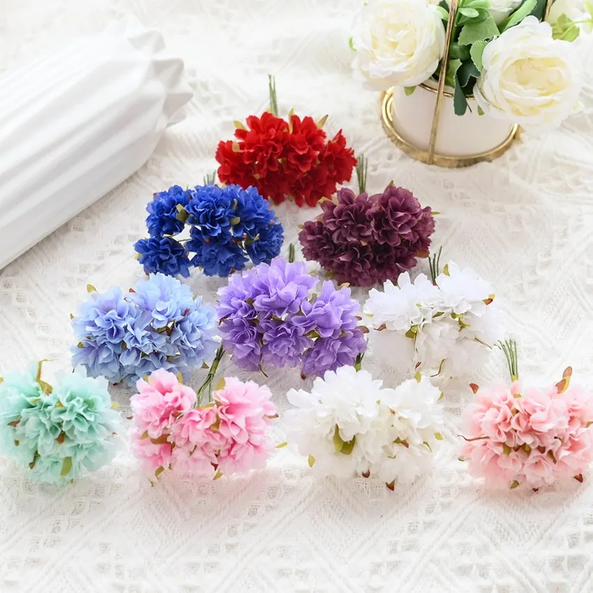 18PCS Artificial Flowers Silk Carnation Christmas Decorations Home Scrapbook