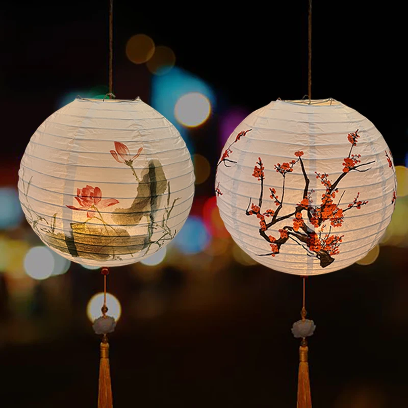 Zonster Articoli da Regalo 35 Centimetri Plum Blossom Rotonda Lanterna di Carta dello Schermo di Lampada di Stile Cinese Oriental Light Restaurant Festa di Nozze per La Casa