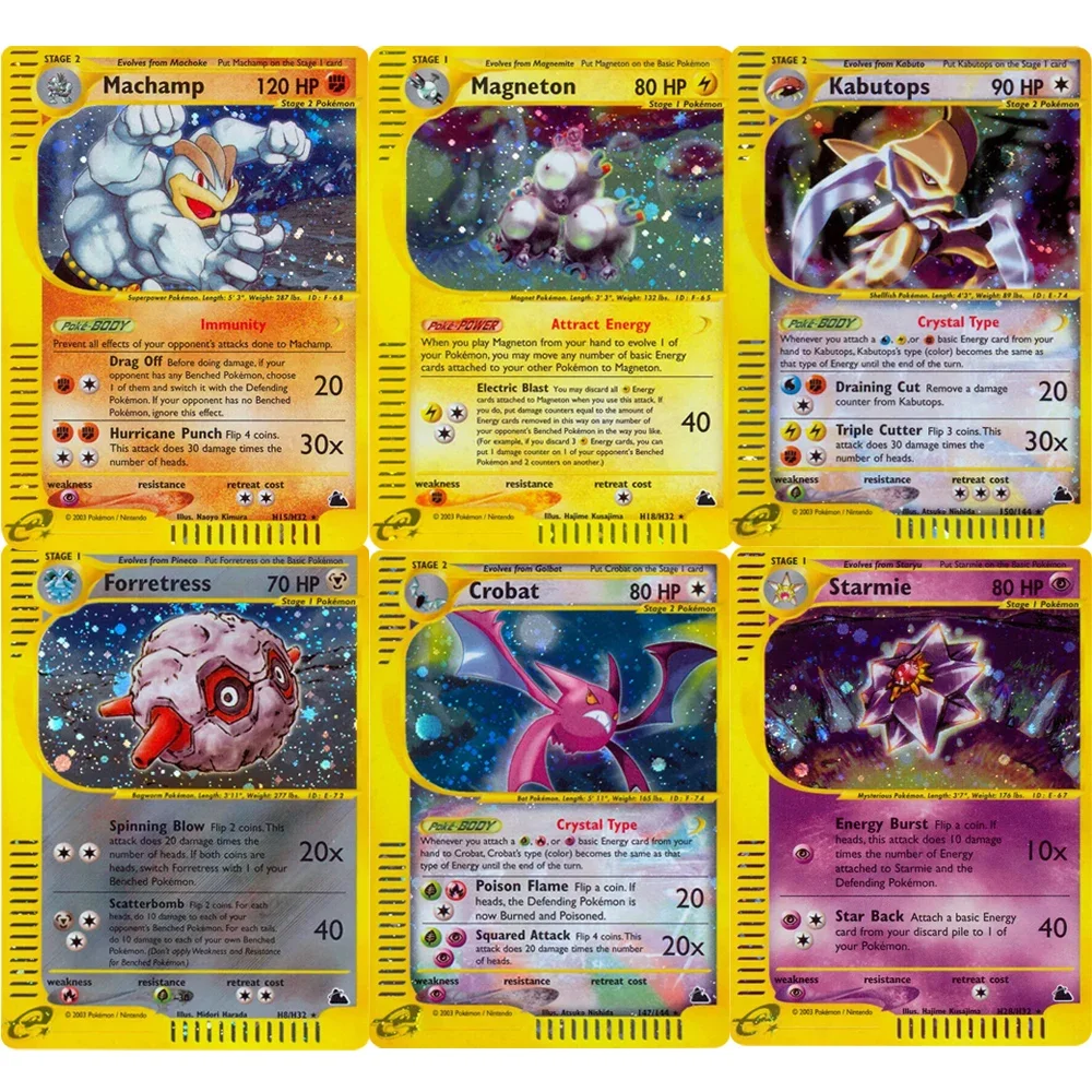 Carte Pokemon Shining Game Carte Collezionabili Carte Serie E-Card Flareon Kautops Poliwrath Starmie Rhydon Proxy Card