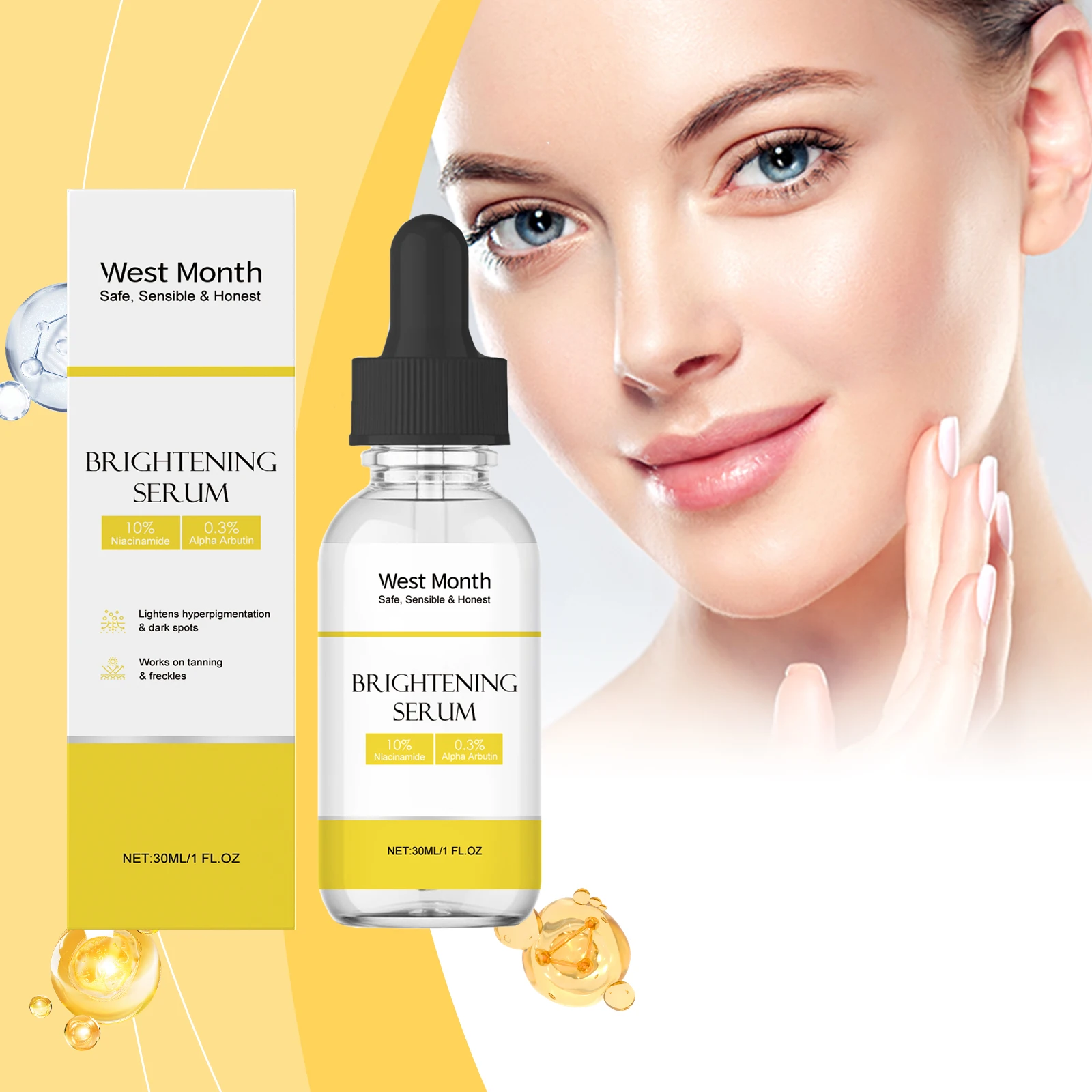 WEST MONTH Brightening Serum Tightening Hydrating Smoothing nourishing Brightening Face Skin Care Product 30ml 2