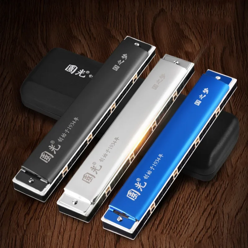 2025 28 Holes Chromatic Harmonica C Key professional mouth organ portable tremolo mini harps woodwind instruments