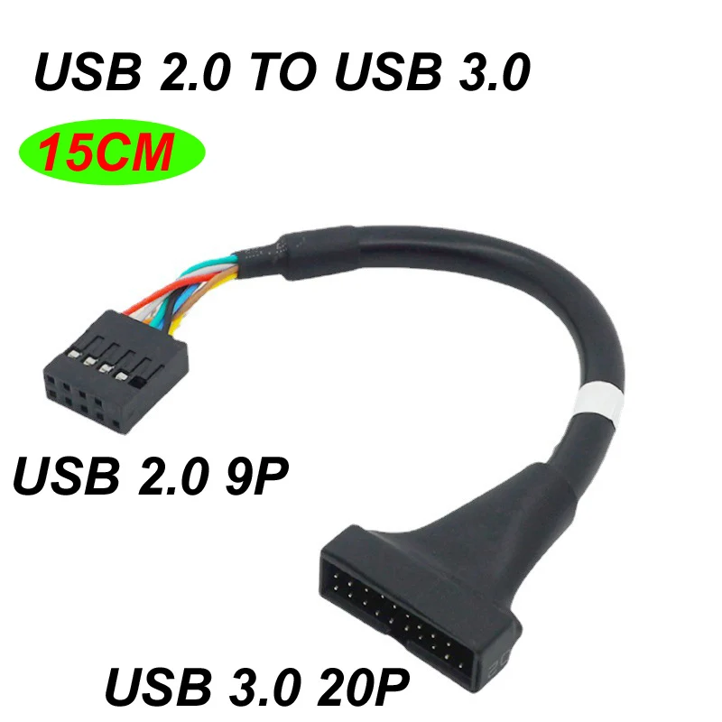 

15CM Motherboard Header Adapter Cord high quality 1Pcs 19/20 Pin USB 3.0 Female To 9 Pin USB 2.0 Male