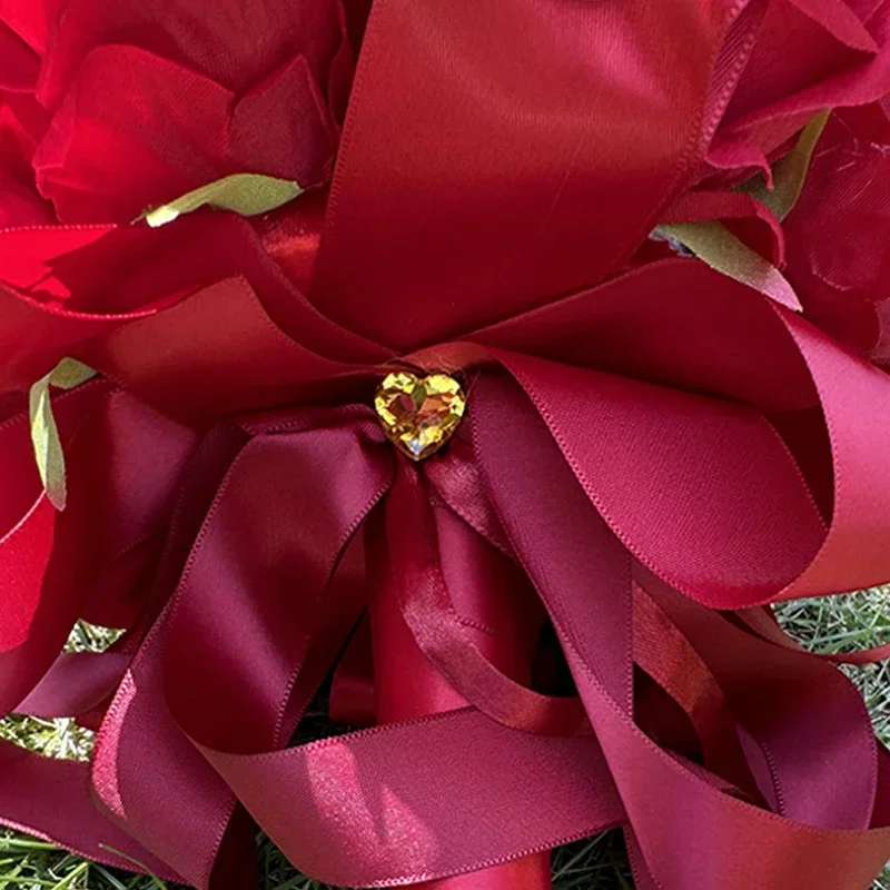 1pc Red Rose Wedding Bouquet Artificial Flowers Bride Bridesmaid Bouquets for Wedding Decoration Valentine's Day Gift