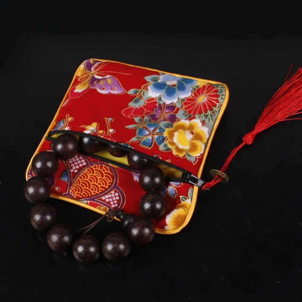 Cloth Chinese Style Coin Pouch Maneki Neko Copper Cash Pendant Jewelry Storage Bag Jewelry Organizer Necklaces Case Cloth Wallet