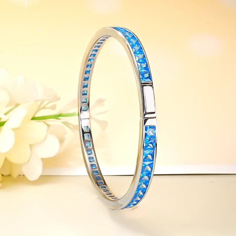 

Женский роскошный Универсальный простой многослойный браслет из стерлингового серебра 925 пробы с красочным сокровищами, инкрустированный свадебными украшениями в стиле ретро