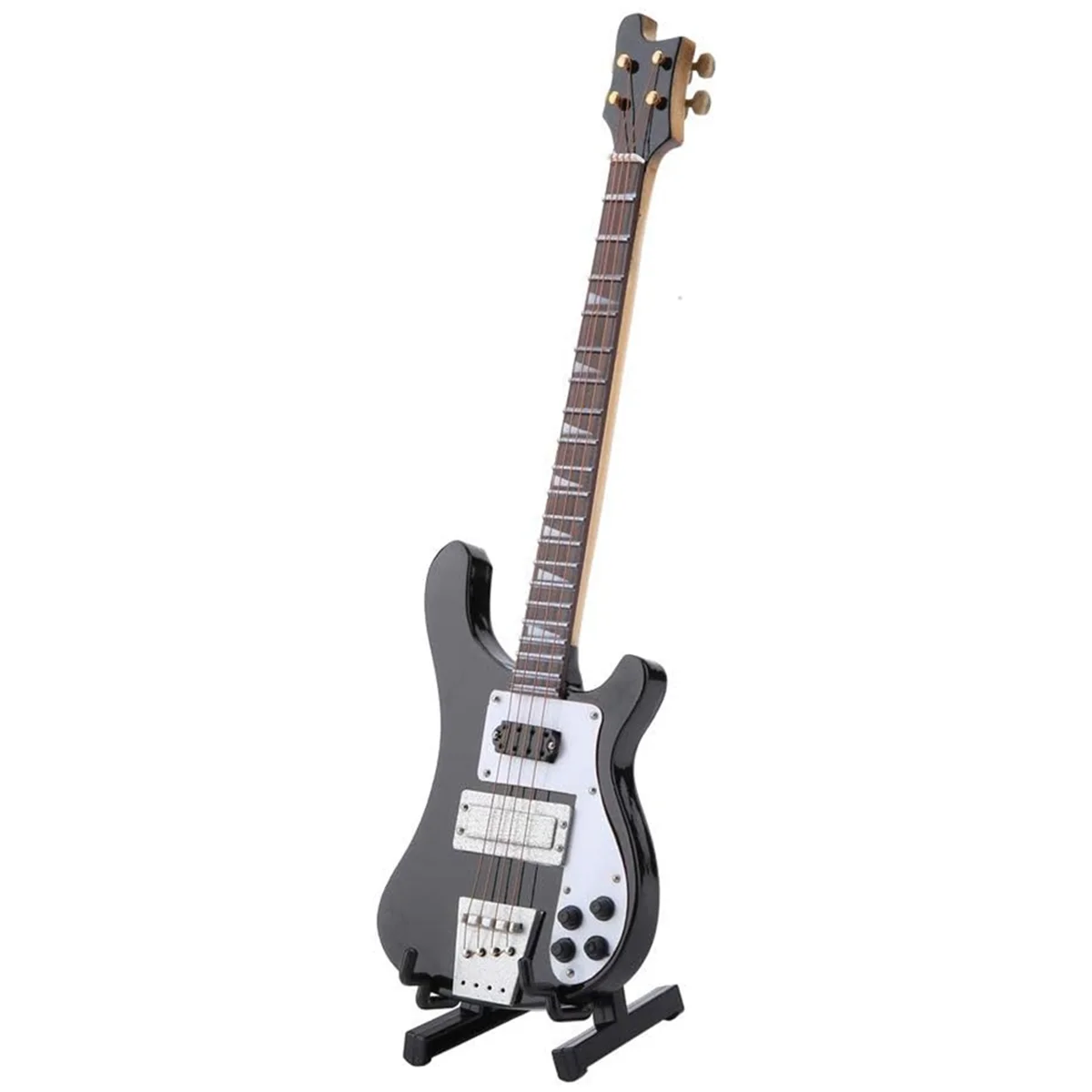 BAAU Miniature Bass, Miniature Bass Guitar with Stand and Case Instrument Model Ornaments for Bookcase, Desk