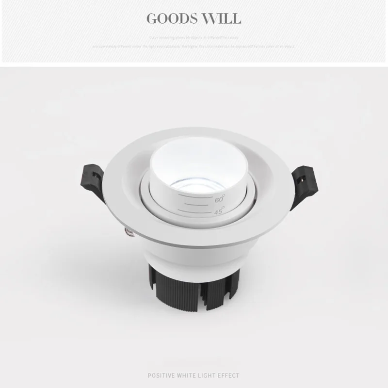 Zoom embedded dimmable recessed downlight 15-60 degrees COB 7W 12W 15W 20W Spotlight Background wall LED indoor lighting