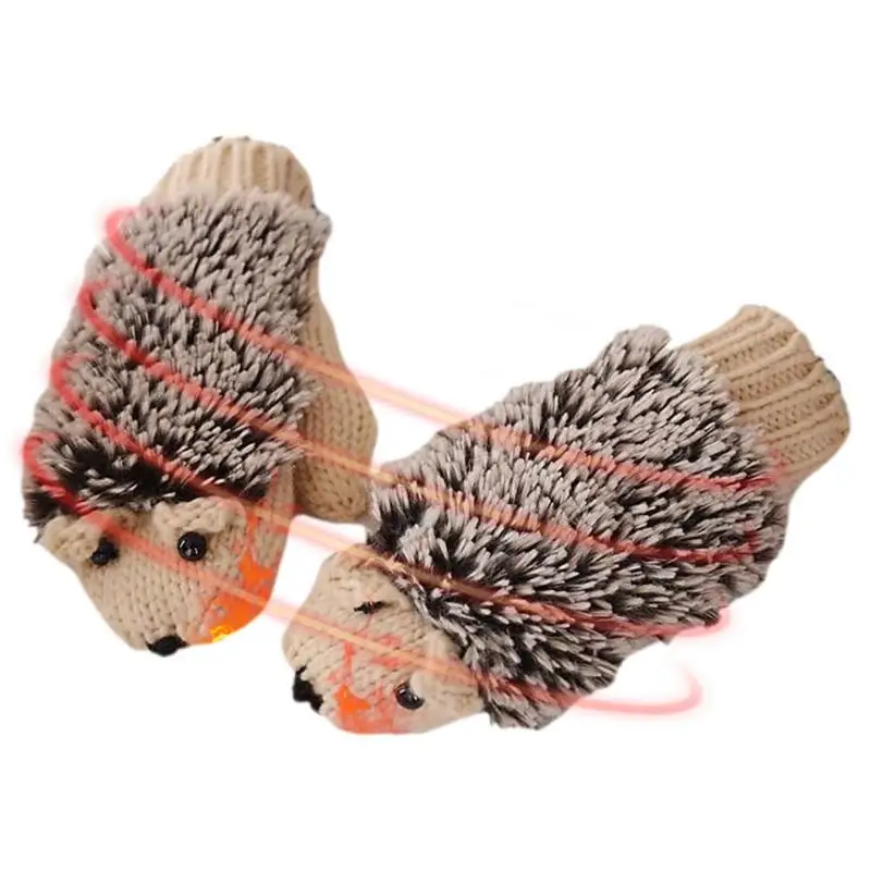 

Warm Women's Knitted Gloves Winter Thick Cartoon Hedgehog Gloves Mittens Women Cold Weather Winter Accessories