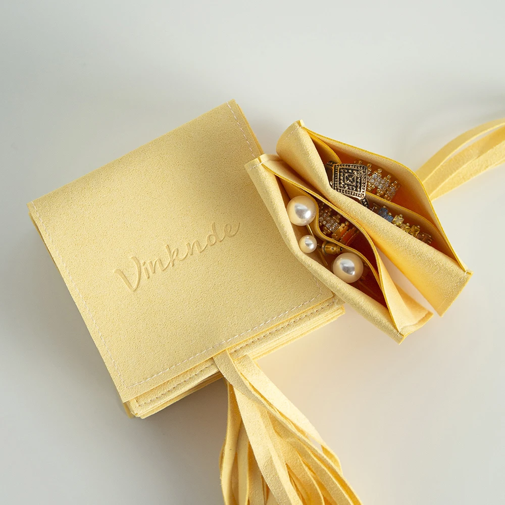 100Pcs Custom Logo Microfiber Jewelry Flap Bag Suede Personalized Envelope Gift Pouch With Compartment For Ring Earring Pendant