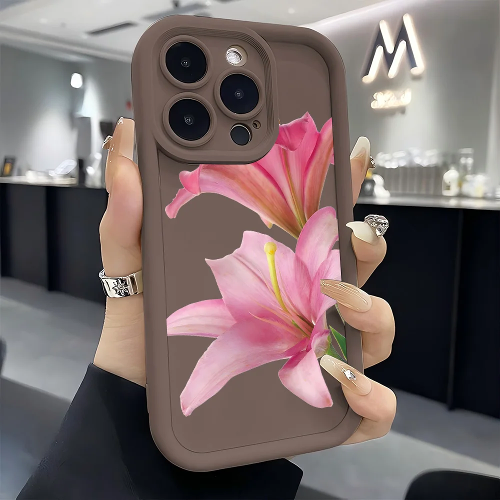 Elegant Blue Lily Pattern Soft Silicone Phone Case