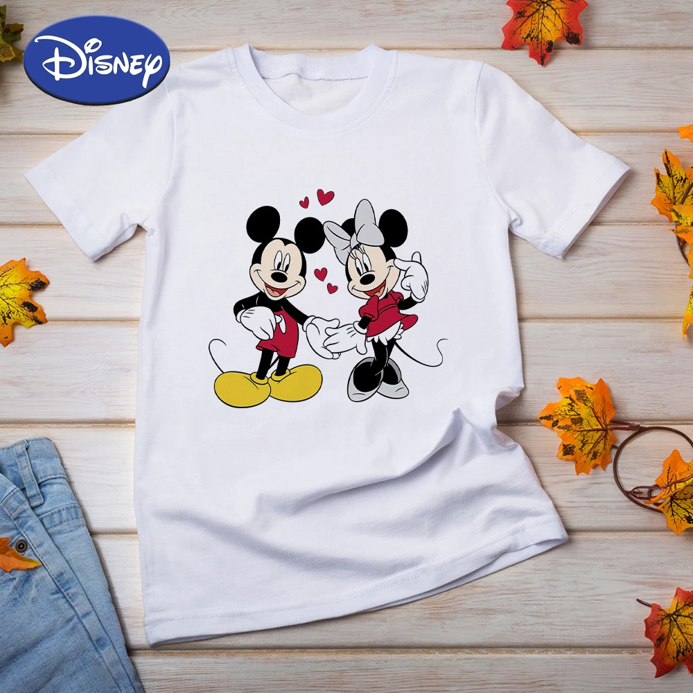 Camiseta de Mickey Mouse para el Día de San Valentín, ropa de mujer de Disney Plaza España, camisetas de manga corta, de calle de verano 2022 Edgy| | - AliExpress