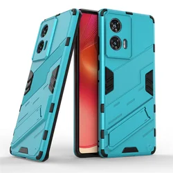 Magnetic Armor Shockproof Stand Phone Case in Sleek Black for Moto Edge50 Fusion (Blue)