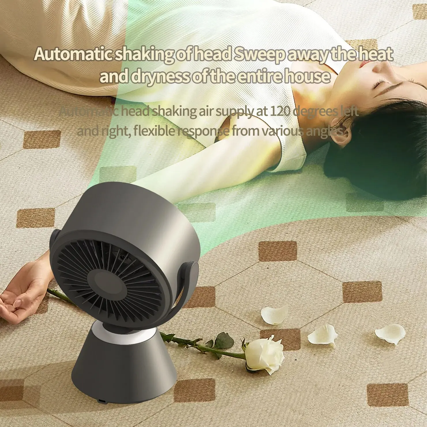 2024 New Desktop Digital Display Electric Fan for Home, Silent Atmosphere, Night Light, Small Fan, Office, High Speed Turbo Fan