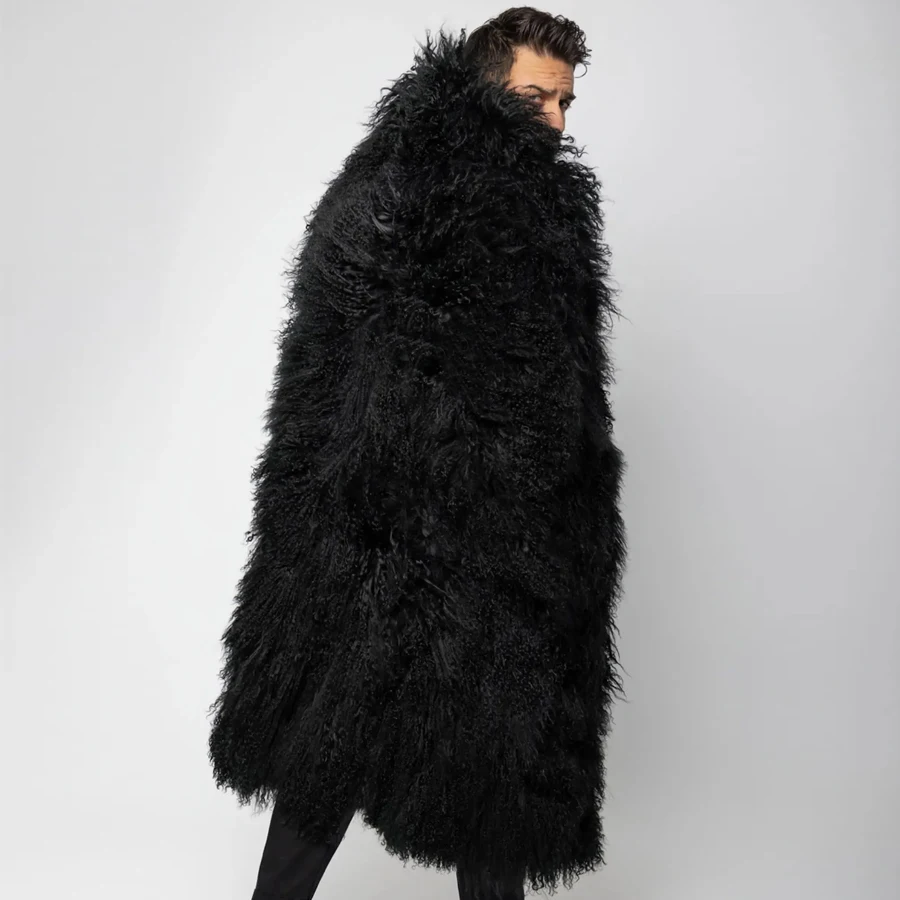 Men's Natural Sheepskin Coat Men Fur Coat Extra Long Full Skin Real Fur Jackets Luxury Mongolian Fur Coats 3