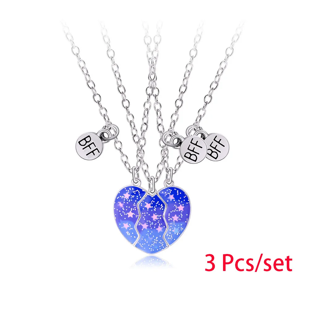 3 Pcs/Set Best Friend Magnet Pendant Necklace Creative Pentagram Alloy Accessories Friendship Necklace Best Friend Alloy Pendant 4
