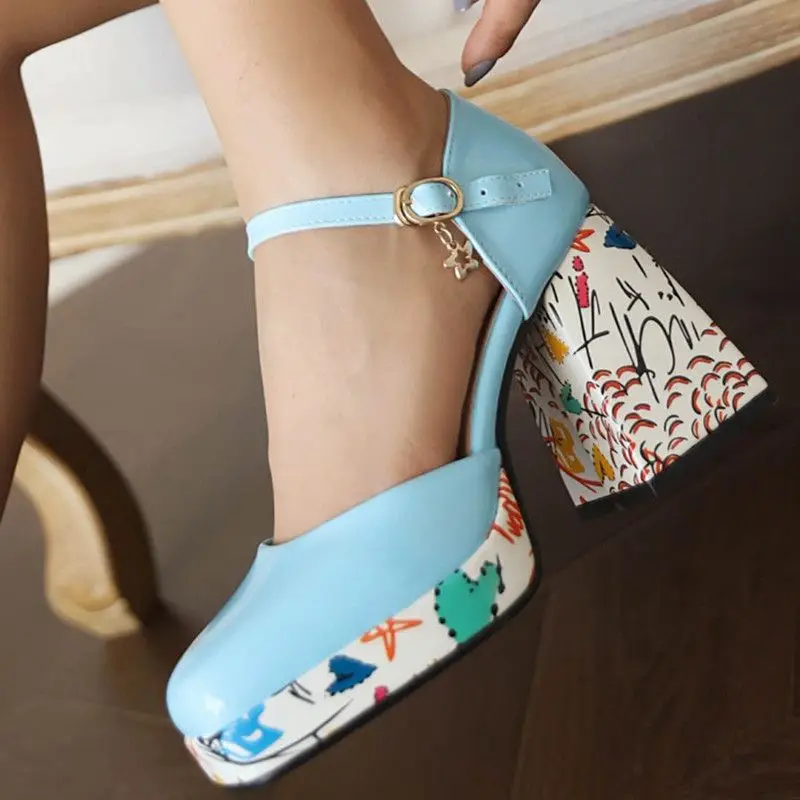 

Elegant Women's High Heels Shoes 2023 Spring Flower Pumps Platform Blue Red Black Heeled Party Wedding Shoes Female Large Size