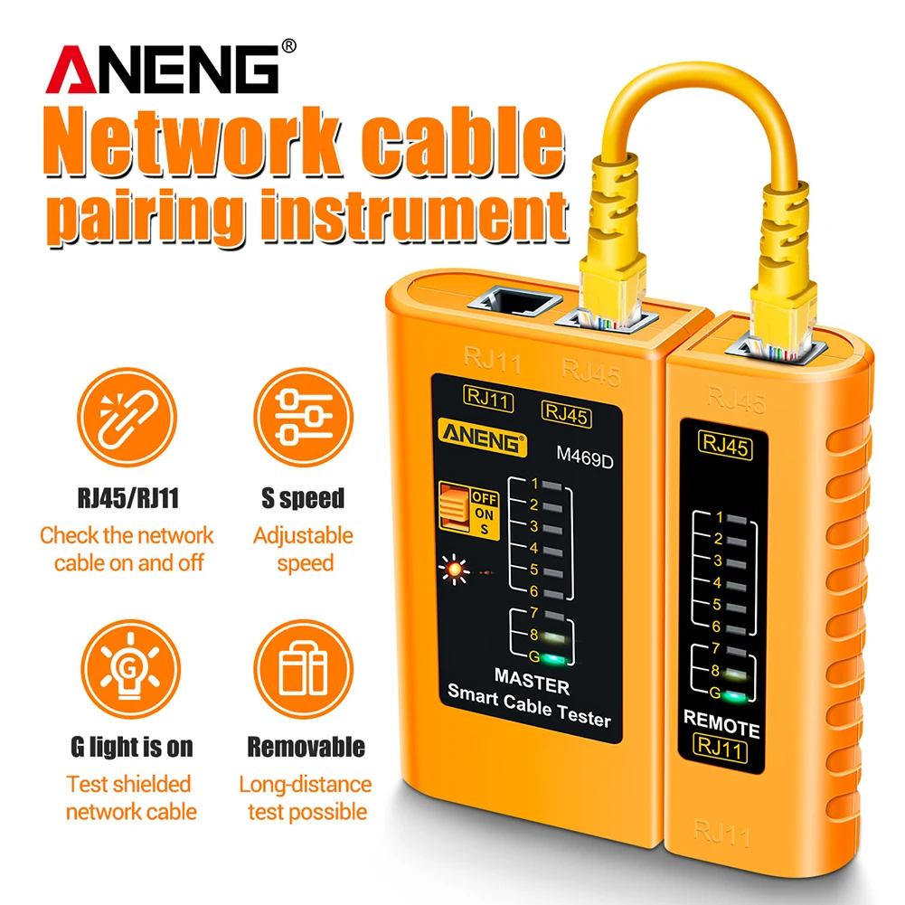 ANENG M469D Cable lan tester Network Cable Tester RJ11 RJ45 RJ12 CAT5 UTP LAN Tester Networking Tool Network Repair