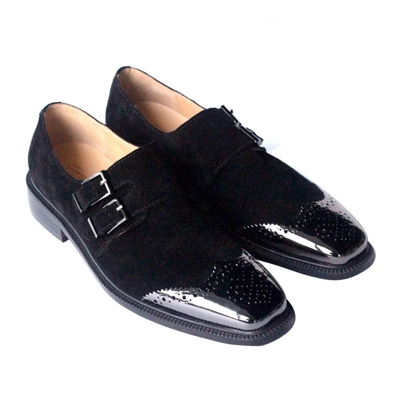 

Мужские туфли из воловьей кожи и замши, на квадратном каблуке