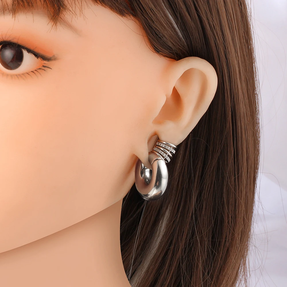 Giga 5-in-1-Stapelringe, Design, Ohrmanschette, Piercing, Messgerät, Ohrringe, Körperschmuck, Plugs, Keilrahmen, zum Anklipsen, Knorpel-Expander – Detail 8