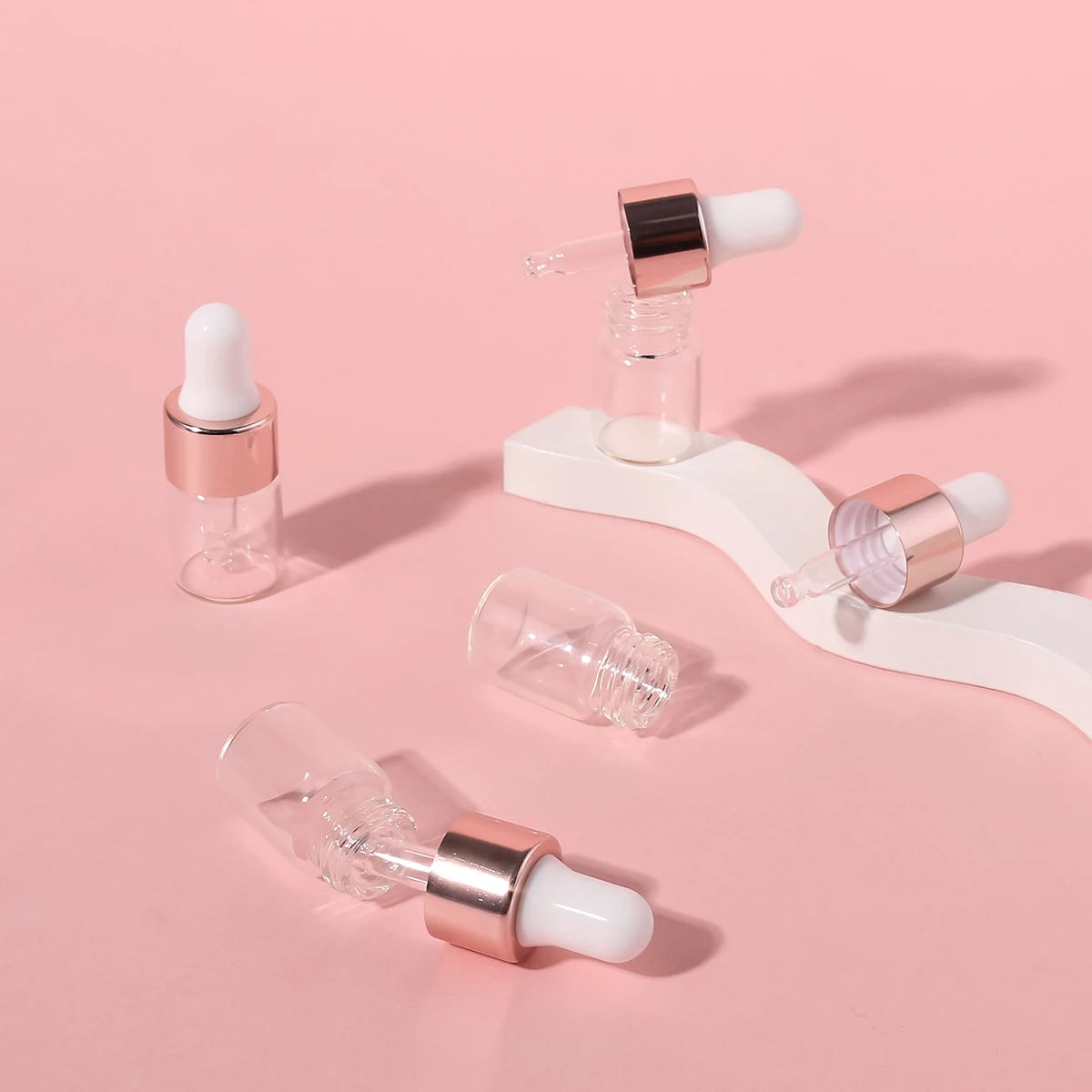 3pcs 2ml Clear Mini Glass Dropper Bottles Small with Glass Eye Dropper for Essential Oils Sample Traveling 4