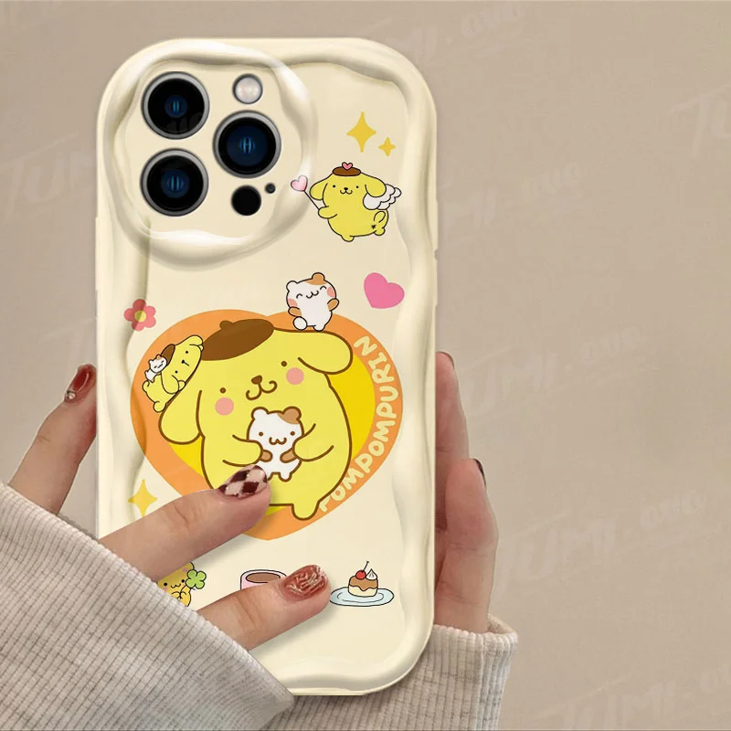 thumbnail image 1 of Sanrio-funda de silicona suave para iPhone, carcasa trasera de Hello Kitty Kuromi 3D Wave para iPhone 15 14 13 12 11 Pro Max X XR XS 8 7 6 6S Plus SE 2020, 1 of 5