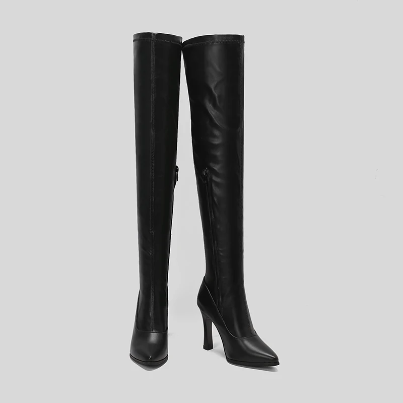 Kcenid Sexy Stiletto High Boots Pointed Toe Ladies Winter Long Boots Fashion High Heels Over The Knee Boots Women Plus Size 50